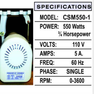 Consew Industrial Sewing Machine Servo Motor - 550 Watts, 110 Volts